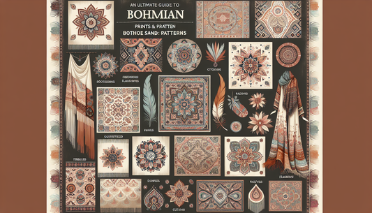 Imagine an ultimate guide to Bohemian prints and patterns, embodying the spirit of Boho Bliss. The guide showcases various elements like bold geometric shapes, intricate floral designs, soothing earth