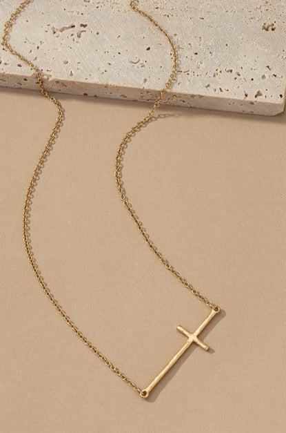Sideways Cross Necklace