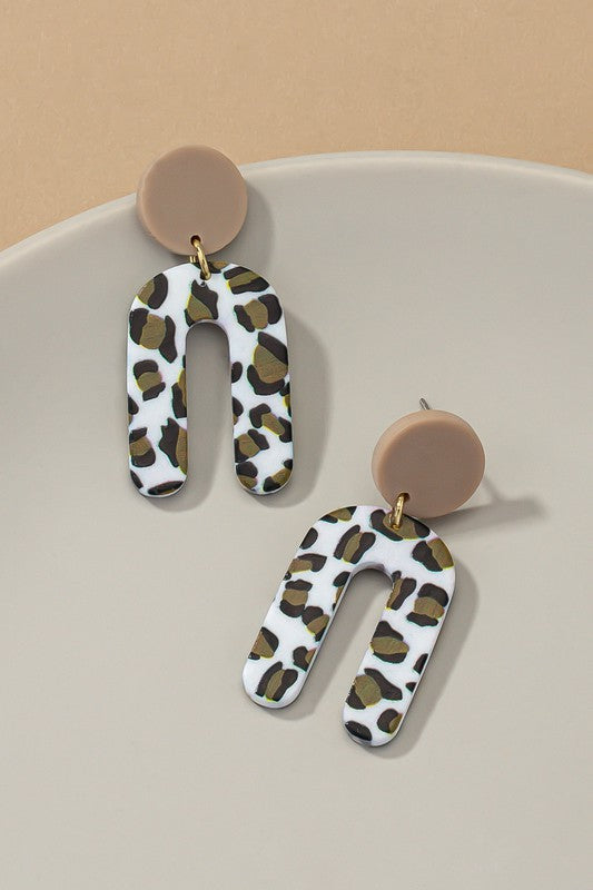 Leopard print arch drop earrings