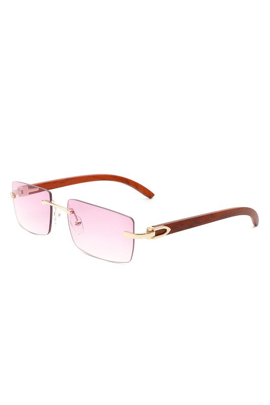 Rectangle Rimless Retro Tinted Sunglasses