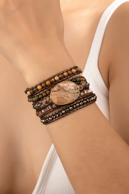 Wraps natural stone boho bracelet