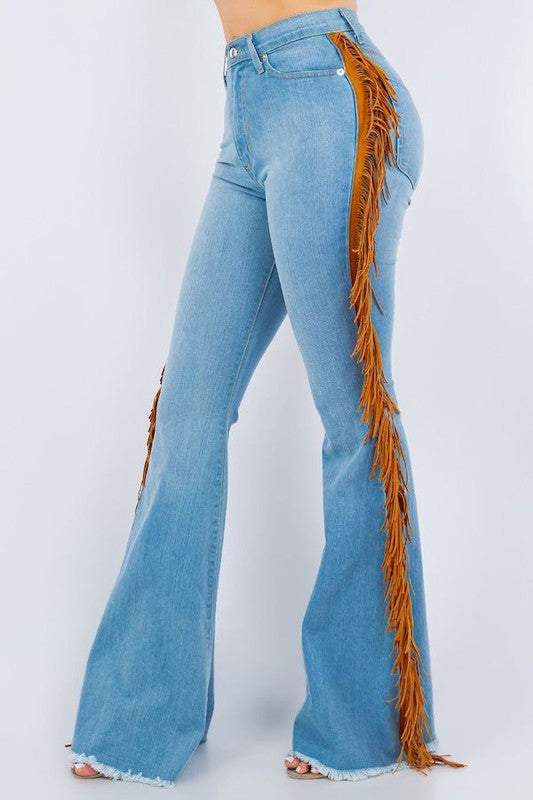 rodeo jeans with fringe on the sides