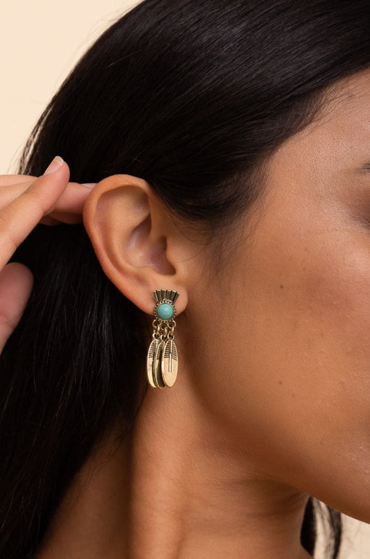 Antique Bronze Turquoise Stone Earrings Jewelry