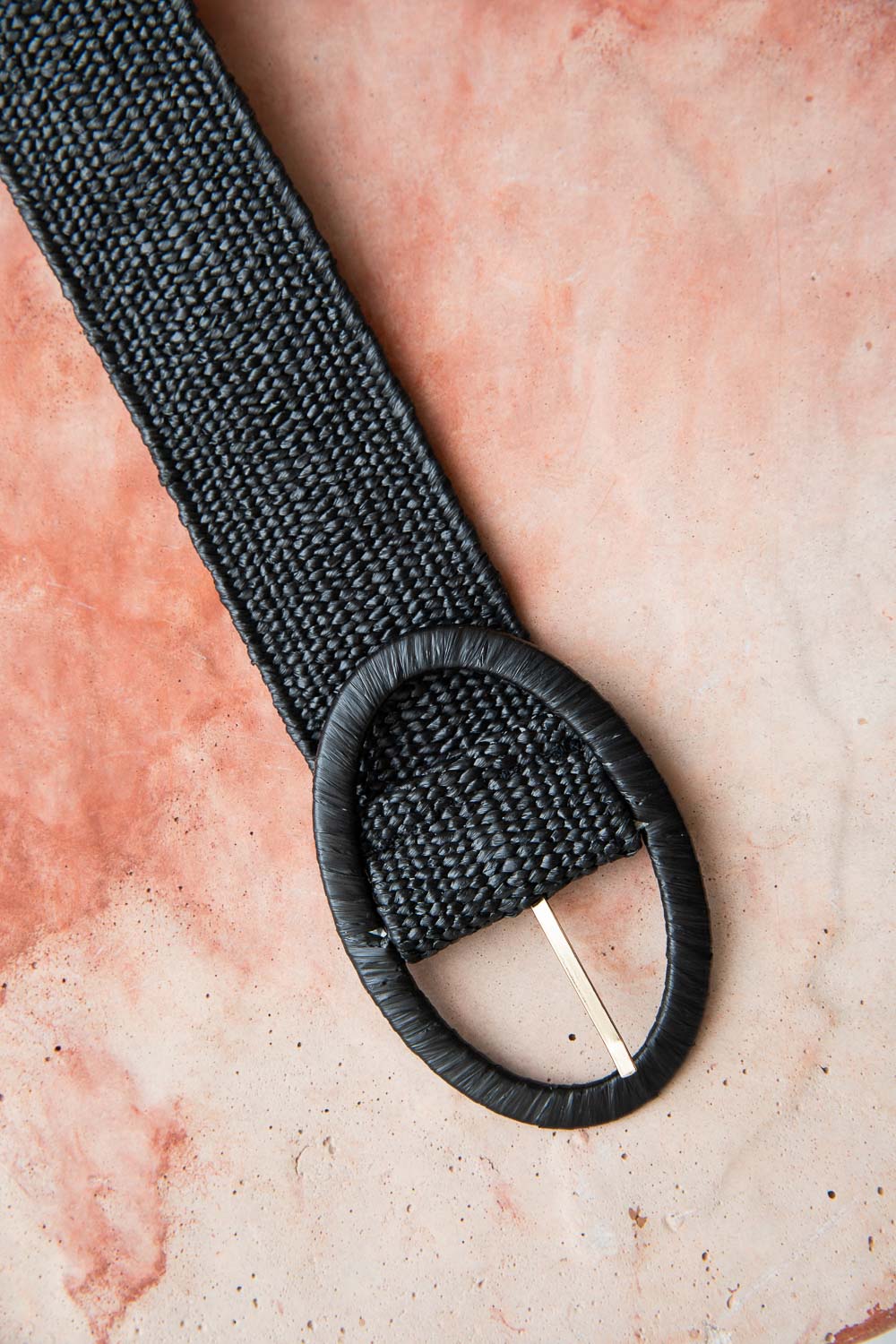 Raffia Oval Buckle Belt Belts One Size / Black