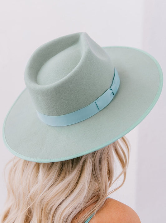 MINT RANCHER HAT WITh ribbon accents