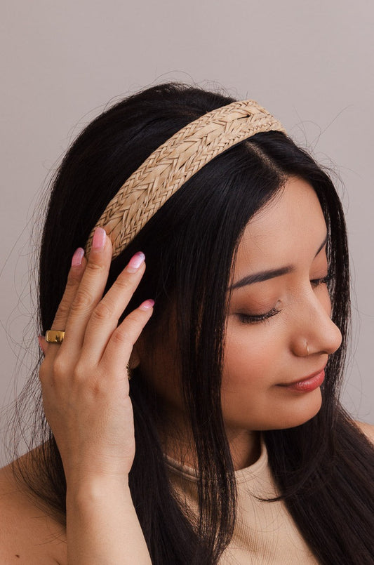 Vegan Leather Patterned Headband Hats & Hair Taupe